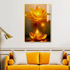 Beautiful Lotus Flower in Deep Canvas Printed Acrylic Wall Paintings