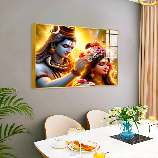 Beautiful Lord Shiva With Parvati Mata Acrylic Wall Paintings