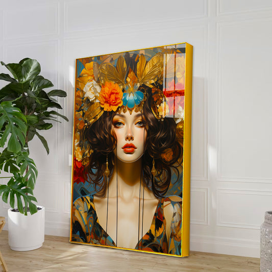 Beautiful Girl With Flower Modern Acrylic Wall Paintings & Arts