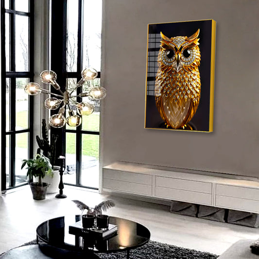 Beautiful Golden Owl Acrylic Wall Paintings & Arts