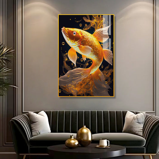 Beautiful Golden Fish Swimming Acrylic Wall Paintings & Arts