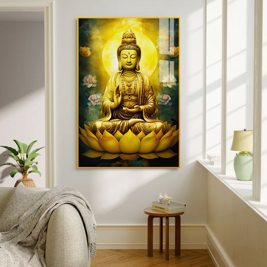 Beautiful Blessing Gautam Buddha Acrylic Wall Paintings & Arts