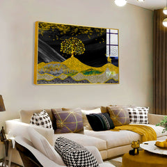 Beautiful Golden Tree With Deer Acrylic Wall Paintings & Arts