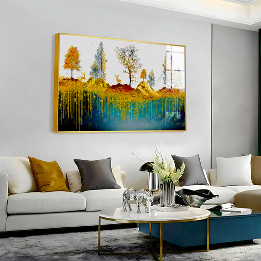 Beautiful Golden Nature Acrylic Wall Paintings & Arts