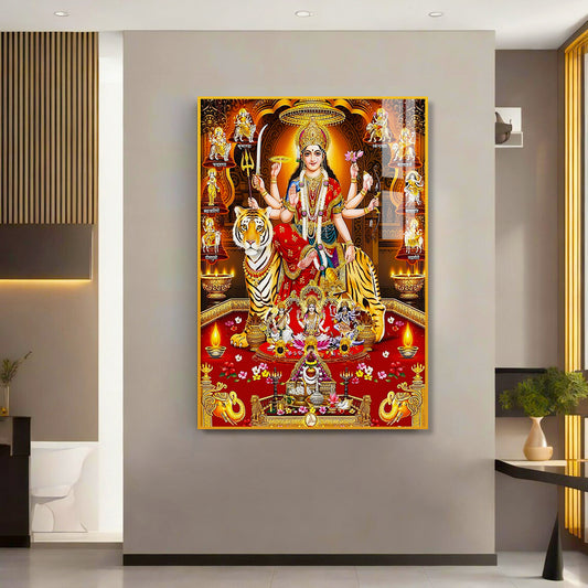 Goddess Nav Durga Mata Canvas Printed Acrylic Wall Paintings & Arts