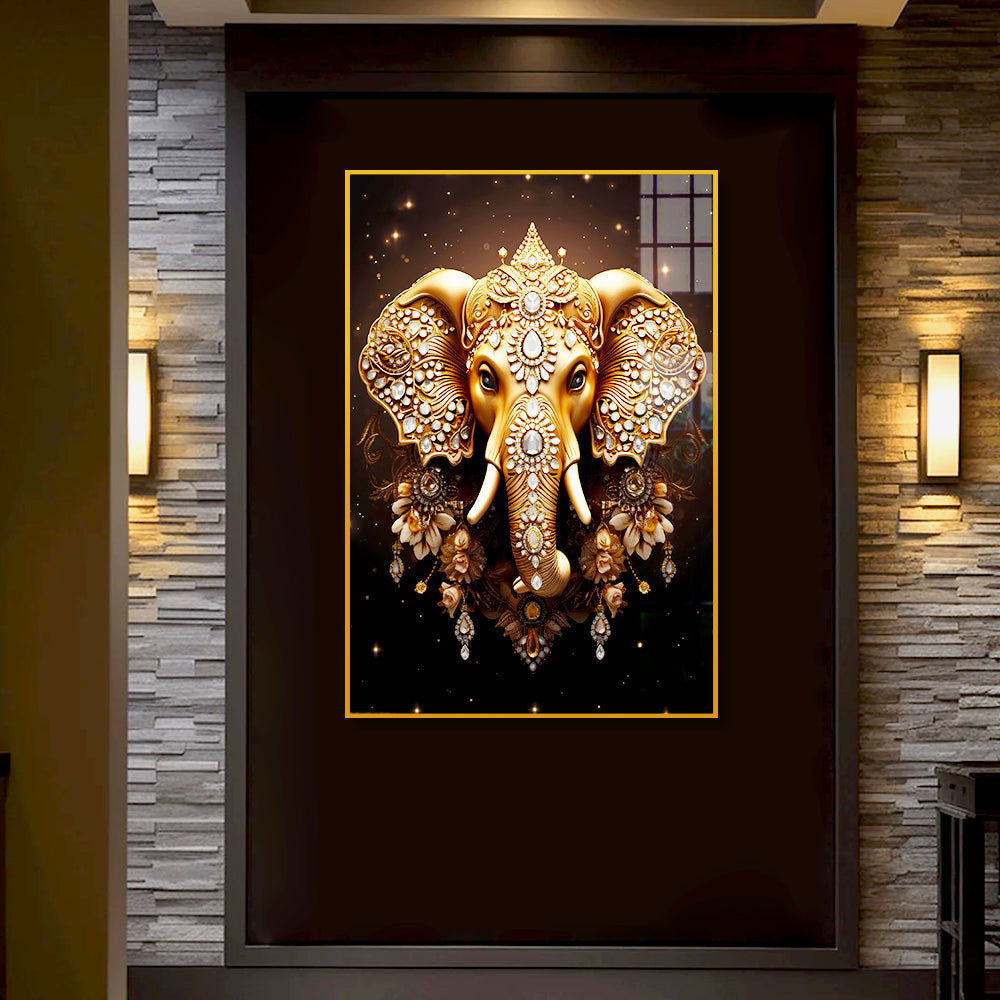 Beautiful Lord Ganesha Face Acrylic Wall Paintings