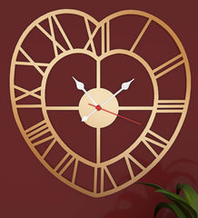 Roman In Heart Shaped MDF Modern Analog Wall Clock