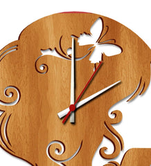 Girl Beauty MDF Modern Analog Wall Clock