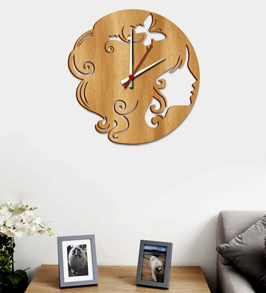 Girl Beauty MDF Modern Analog Wall Clock