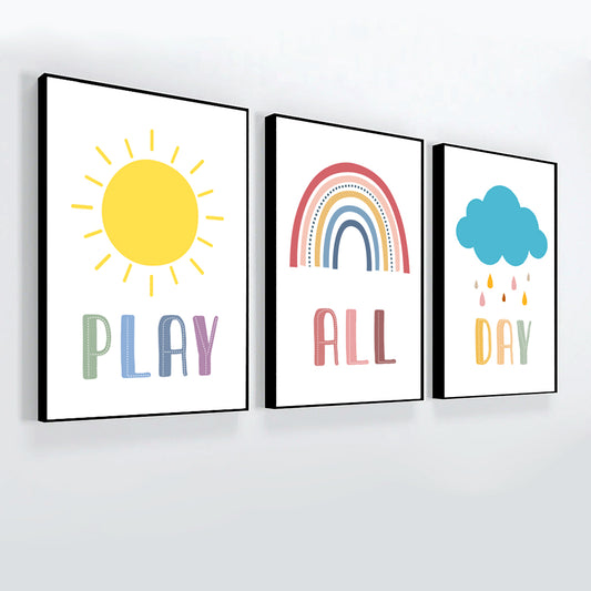 Play All Day Printable Poster Wall Frame Set Of 3