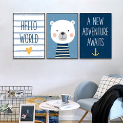 Set of 3 Girl Boy Baby Room Pictures Wall Art Décor