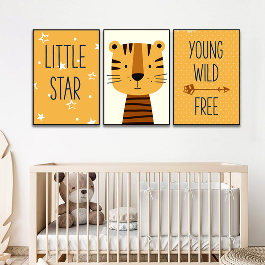 Quirky Litte Star Tiger Nursery Wall Art Set of 3