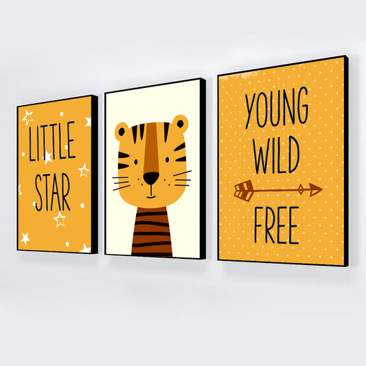 Quirky Litte Star Tiger Nursery Wall Art Set of 3