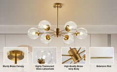 Six Clear Globe Spreaded Design Ceiling Chandelier