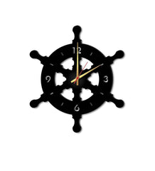 Black MDF Ship Wheel Modern Wall Clock