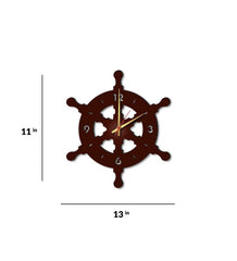 Brown MDF Ship Wheel Modern Wall Clock