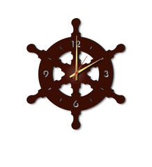 Brown MDF Ship Wheel Modern Wall Clock