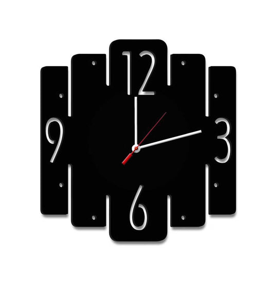 Black MDF Zig Zag Modern Wall Clock