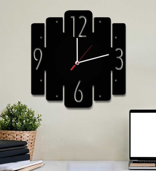 Black MDF Zig Zag Modern Wall Clock