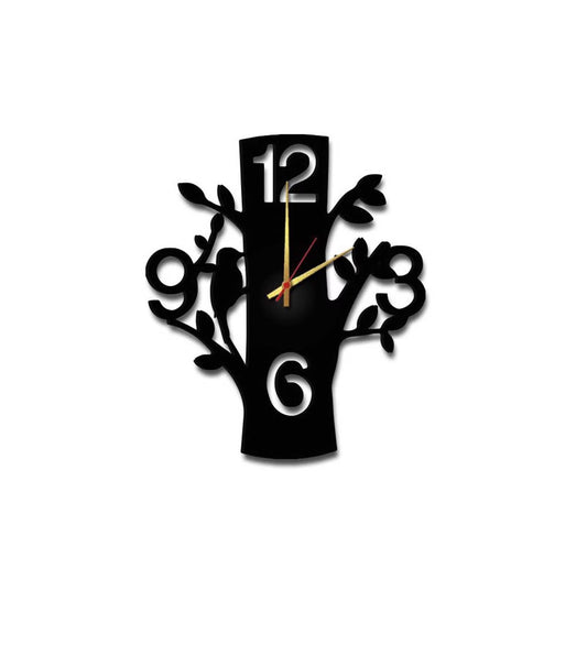 Black MDF Tree Modern Wall Clock