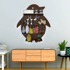 Penguin Backlit Wood Wall Shelf / Book Shelf / Night Light, Light Oak Finish