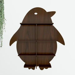 Penguin Backlit Wood Wall Shelf / Book Shelf / Night Light, Light Oak Finish