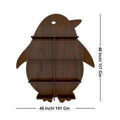 Penguin Backlit Wood Wall Shelf / Book Shelf / Night Light, Light Oak Finish