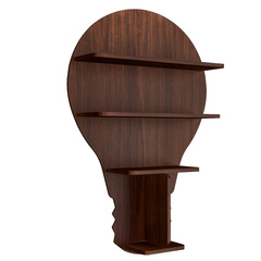 Bulb Shape Backlit Wood Wall Shelf / Book Shelf / Night Light, Walnut Finish