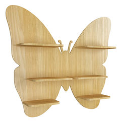 Butterfly Shape Backlit Wood Wall Shelf / Book Shelf / Night Light, Light Oak Finish