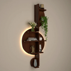 Music Note Backlit Wood Wall Shelf / Book Shelf / Night Light, Walnut Finish