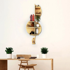 Music Note Backlit Wood Wall Shelf / Book Shelf / Night Light, Light Oak Finish