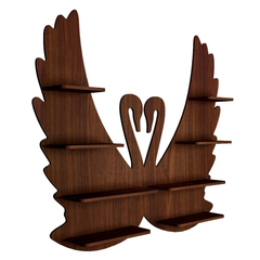 Loving Swan Backlit Wood Wall Shelf / Book Shelf / Night Light, Walnut Finish