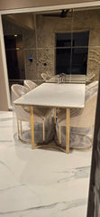 Amalgam Metal Marble Dining Table with 6 chairs