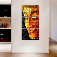 Buddha Face Glass Texture 3 Pieces Canvas Painting