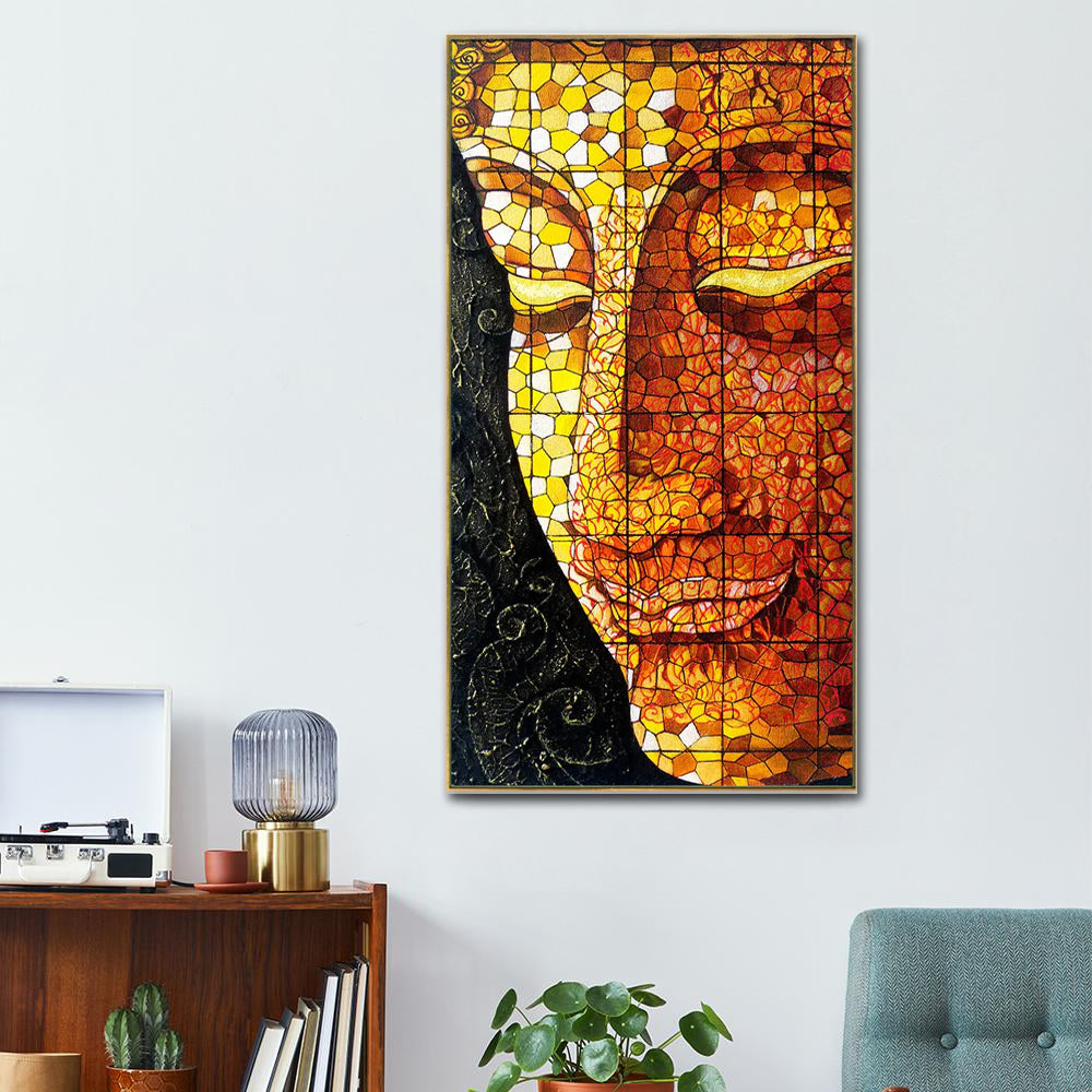 Beautiful Buddha Mosaic Vertical Wall Painting