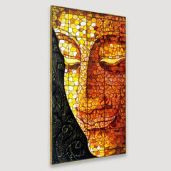 Beautiful Buddha Mosaic Vertical Wall Painting