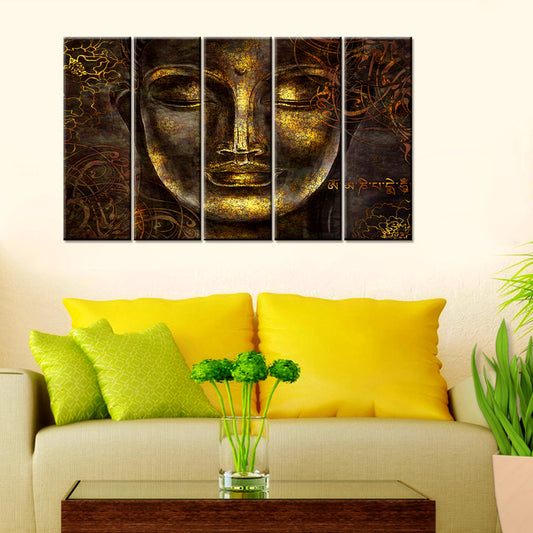 Bronze Buddha Stretched Canvas Painting