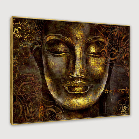 Peaceful Buddha With Mantra Wall Painting