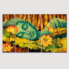 Buddha in Bamboo Forest Wall Canvas