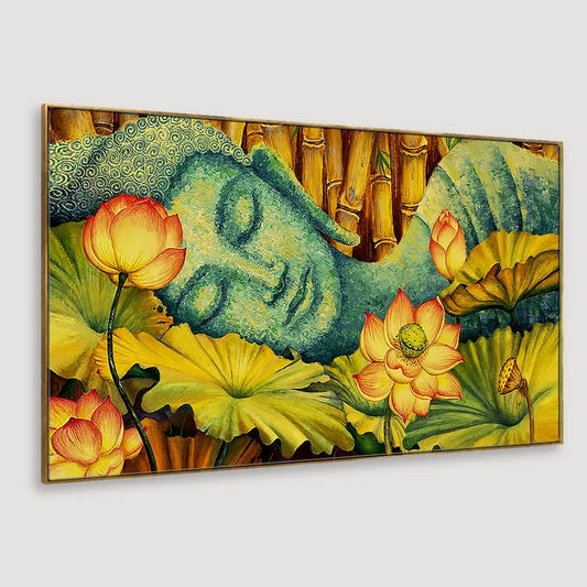 Buddha in Bamboo Forest Calming Vaastu Wall Canvas