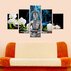 Peaceful Gautam Buddha 5 Pieces Canvas Painting