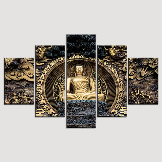 Classical Gautam Buddha Sculpture Wall Painting