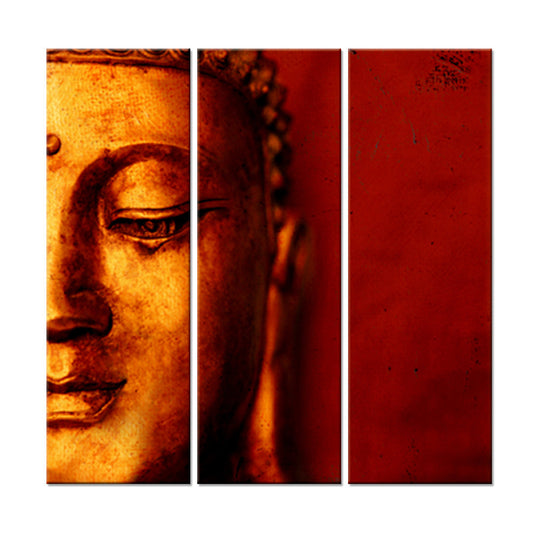 Golden Buddha on Crimson Background Wall Painting