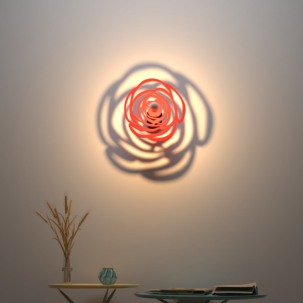 Enchanting Red Rose Shadow Lamp